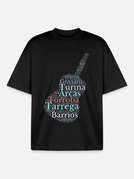 Compositeurs pour Guitare classique espagnole - T-shirt unisexe boxy épais biologique Stanley/Stella - noir