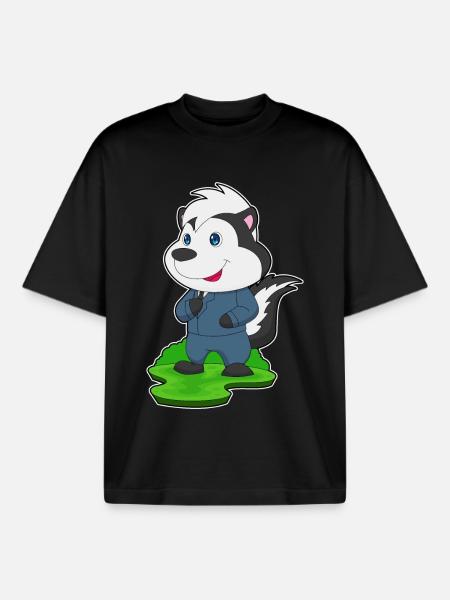 Skunk Groom Suit Wedding - Boxy Heavyweight Unisex Organic T-Shirt by Stanley/Stella - black