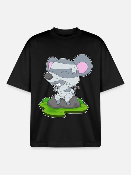 Mouse Halloween Mummy - Boxy Heavyweight Unisex Organic T-Shirt by Stanley/Stella - black