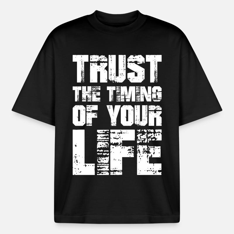 Vertraue auf das Timing deines Lebens - Boxy Heavyweight Unisex Organic T-Shirt von Stanley/Stella - Schwarz
