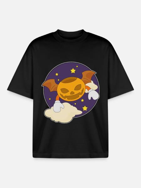 Bat Halloween Night - Boxy Heavyweight Unisex Organic T-Shirt by Stanley/Stella - black