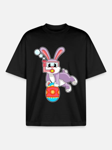 Bunny Easter Diving - Boxy Heavyweight Unisex Organic T-Shirt by Stanley/Stella - black