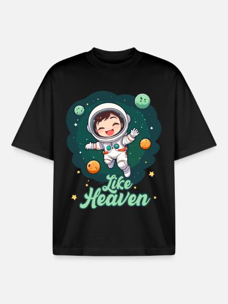 Like Heaven - Astronaut - Boxy Heavyweight Unisex Organic T-Shirt by Stanley/Stella - black