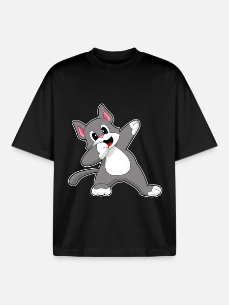 Chat Hip Hop Danse - T-shirt unisexe boxy épais biologique Stanley/Stella - noir