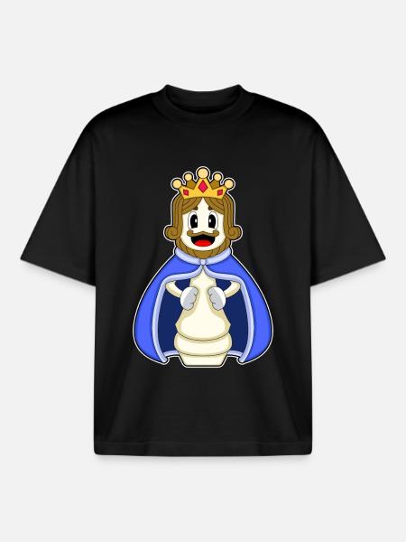 Chess Piece King Chess - Boxy Heavyweight Unisex Organic T-Shirt by Stanley/Stella - black