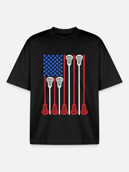 USA 4. Juli Lacrosse - Boxy Heavyweight Unisex Organic T-Shirt von Stanley/Stella - Schwarz