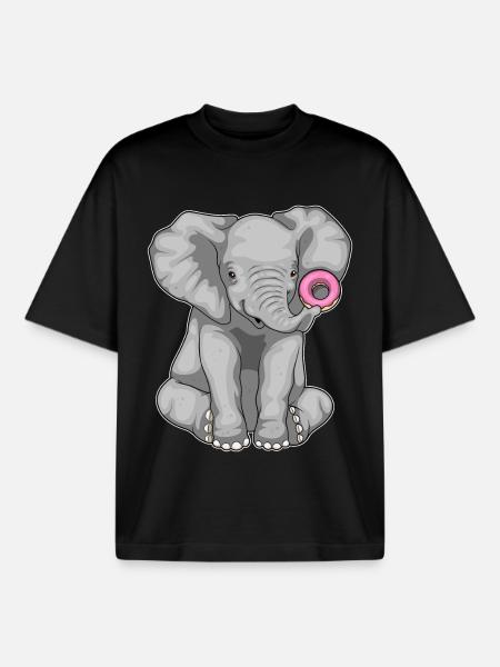 Elephant Donut - Boxy Heavyweight Unisex Organic T-Shirt by Stanley/Stella - black