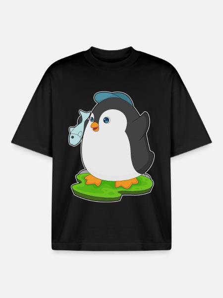 Poisson pingouin - T-shirt unisexe boxy épais biologique Stanley/Stella - noir