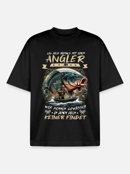 Never mess with a fisherman! - Boxy Heavyweight Unisex Organic T-Shirt by Stanley/Stella - black