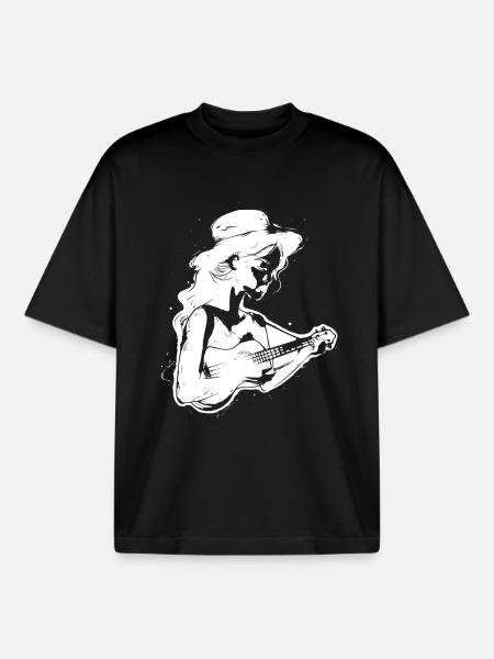 Ukulele Lover - Boxy Heavyweight Unisex Organic T-Shirt by Stanley/Stella - black