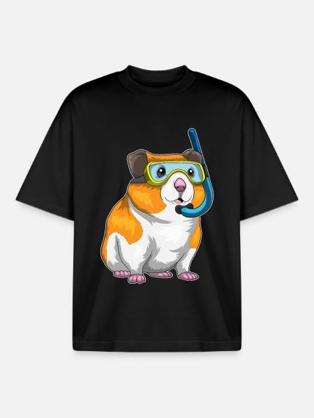 Plongée avec tuba pour hamster - T-shirt unisexe boxy épais biologique Stanley/Stella - noir