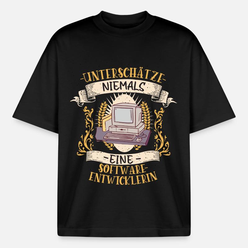 Softwareentwicklerin Geschenk Code Lustig - Boxy Heavyweight Unisex Organic T-Shirt von Stanley/Stella - Schwarz