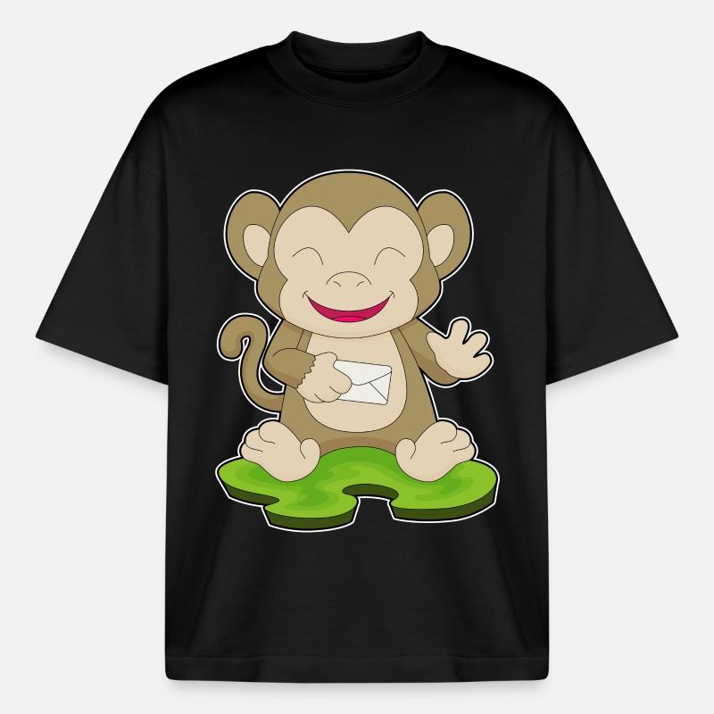 Affe Brief - Boxy Heavyweight Unisex Organic T-Shirt von Stanley/Stella - Schwarz