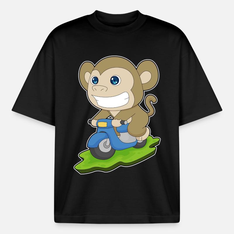 Affe Motorroller - Boxy Heavyweight Unisex Organic T-Shirt von Stanley/Stella - Schwarz