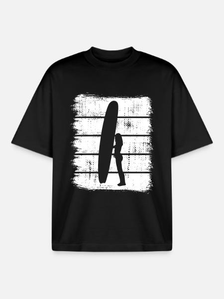 Conception de surfeur - T-shirt unisexe boxy épais biologique Stanley/Stella - noir
