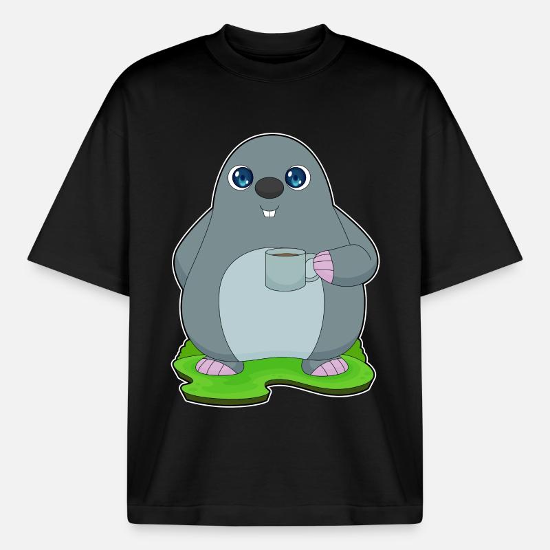Mole Coffee Tassee - Boxy Heavyweight Unisex Organic T-Shirt by Stanley/Stella - black