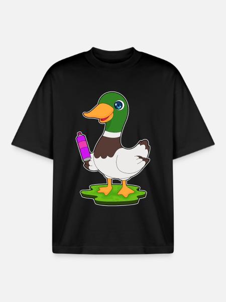 Duck Sprayer Spray Can - Boxy Heavyweight Unisex Organic T-Shirt by Stanley/Stella - black