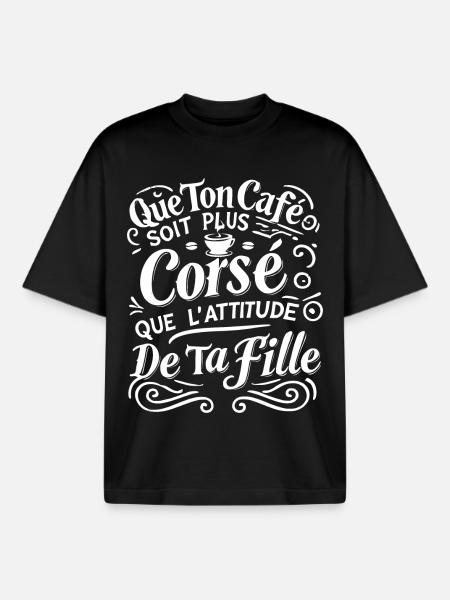 Attitude Caféiné - T-shirt unisexe boxy épais biologique Stanley/Stella - noir
