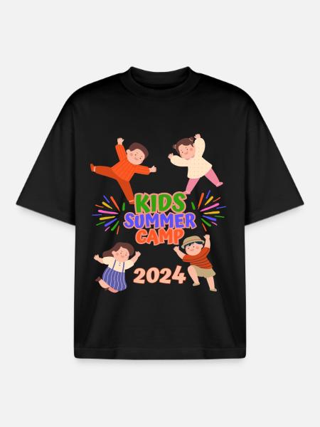 Kids summer camp - Boxy Heavyweight Unisex Organic T-Shirt by Stanley/Stella - black