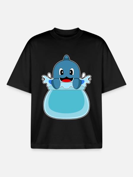Dolphin Water Pool - Boxy Heavyweight Unisex Organic T-Shirt by Stanley/Stella - black