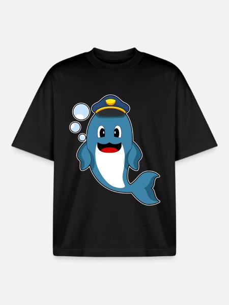 Dolphin Policeman Police - Boxy Heavyweight Unisex Organic T-Shirt by Stanley/Stella - black