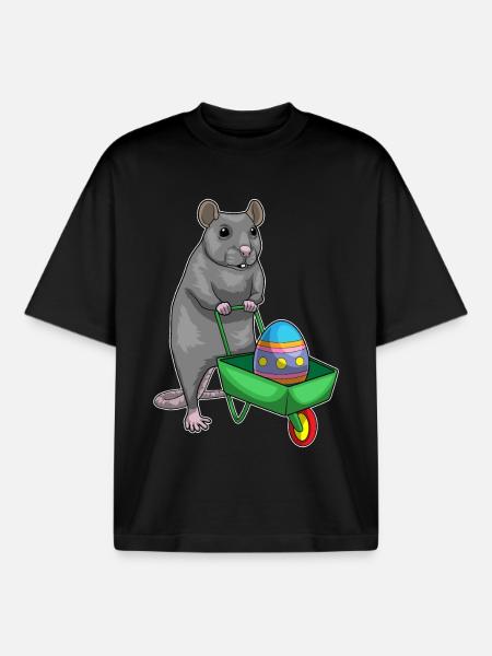 Rat Easter Easter Egg - Boxy Heavyweight Unisex Organic T-Shirt by Stanley/Stella - black