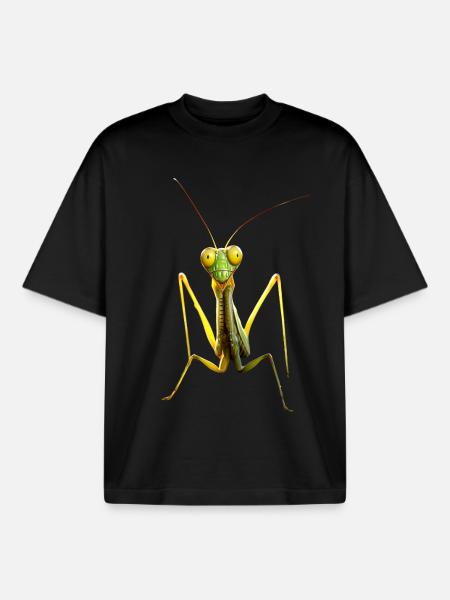 Gottesanbeterin Praying Mantis Liebe Fangschrecken - Boxy Heavyweight Unisex Organic T-Shirt von Stanley/Stella - Schwarz