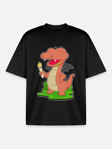 Dragon Halloween Candle - Boxy Heavyweight Unisex Organic T-Shirt by Stanley/Stella - black