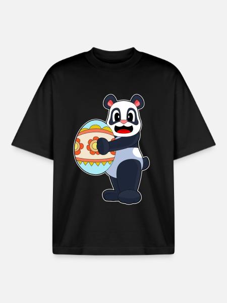 Panda Ostern Osterei - Boxy Heavyweight Unisex Organic T-Shirt von Stanley/Stella - Schwarz