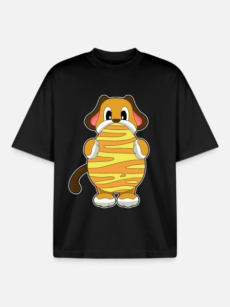Dog Easter Easter Egg - Boxy Heavyweight Unisex Organic T-Shirt by Stanley/Stella - black