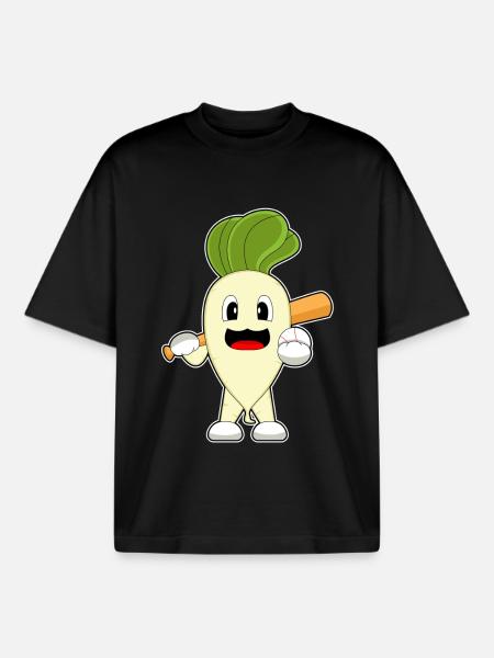 Radish Baseball Baseball Bat - Boxy Heavyweight Unisex Organic T-Shirt by Stanley/Stella - black