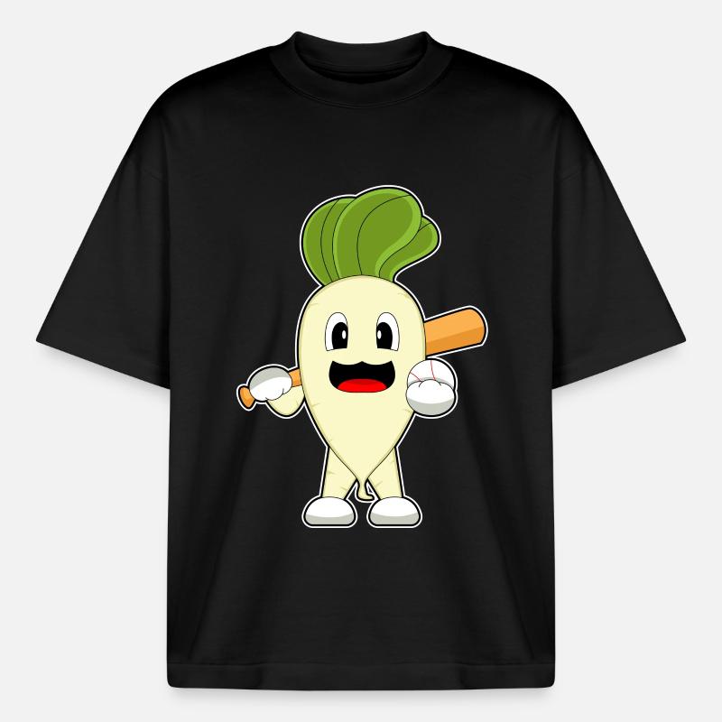 Radieschen Baseball Baseballschläger - Boxy Heavyweight Unisex Organic T-Shirt von Stanley/Stella - Schwarz