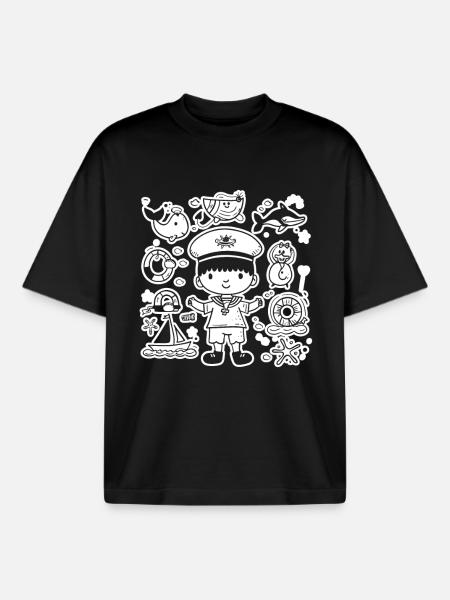 Little Sailor Comic Look - Boxy Heavyweight Unisex Organic T-Shirt by Stanley/Stella - black