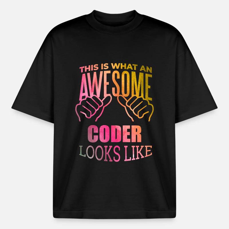 Coding - Heavyweight Boxy Unisex T-Shirt by Stanley/Stella - black