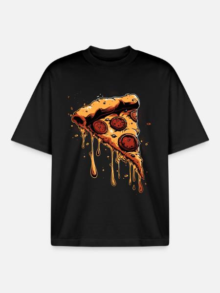 Pizza Slice Graphic - Boxy Heavyweight Unisex Organic T-Shirt by Stanley/Stella - black