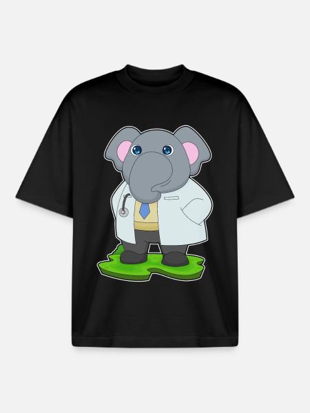 Elefant Arzt Arztkittel - Boxy Heavyweight Unisex Organic T-Shirt von Stanley/Stella - Schwarz