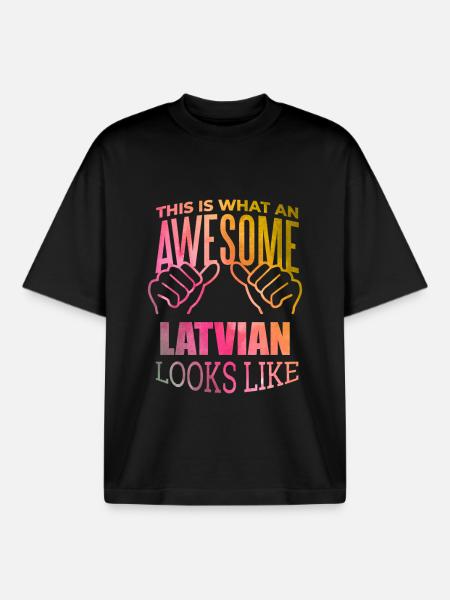 Latvia - Boxy Heavyweight Unisex Organic T-Shirt by Stanley/Stella - black