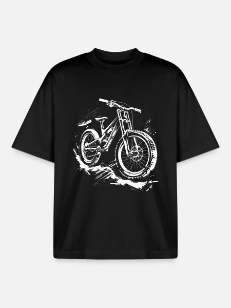 Mountain Biker Drawing - Boxy Heavyweight Unisex Organic T-Shirt by Stanley/Stella - black