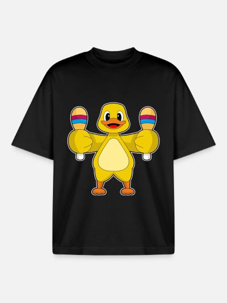 Duck Musician Rattle Music - Boxy Heavyweight Unisex Organic T-Shirt by Stanley/Stella - black