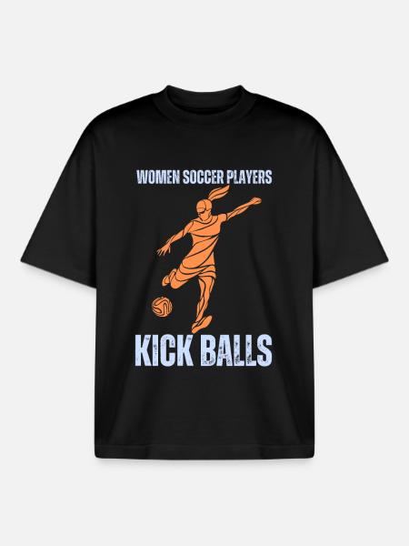 Fußballerinnen kicken Bälle - Boxy Heavyweight Unisex Organic T-Shirt von Stanley/Stella - Schwarz