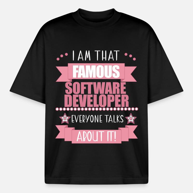 Software Developer Profession Ladies Gift - Boxy Heavyweight Unisex Organic T-Shirt by Stanley/Stella - black