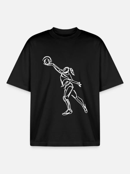 Female Volleyball Player Sketch - Boxy Heavyweight Unisex Organic T-Shirt by Stanley/Stella - black
