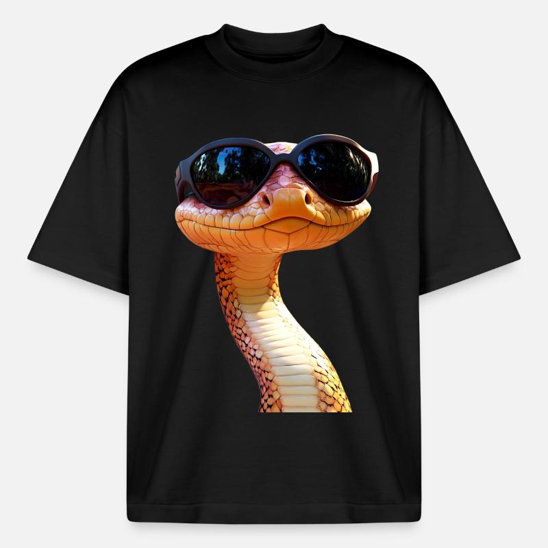 Schlange Python Kobra Mamba Klapperschlange Snake - Boxy Heavyweight Unisex Organic T-Shirt von Stanley/Stella - Schwarz