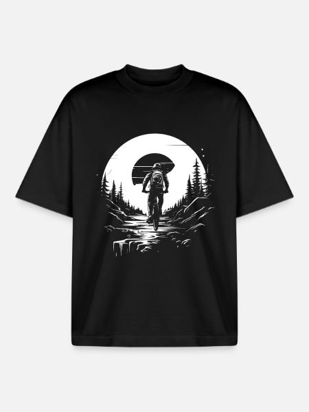 Mountain Biking Sketch - Boxy Heavyweight Unisex Organic T-Shirt by Stanley/Stella - black