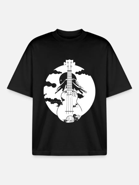 Ukulele Graphics - Boxy Heavyweight Unisex Organic T-Shirt by Stanley/Stella - black