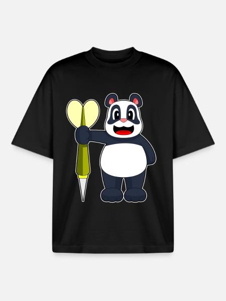Panda Dart Dartpfeil - Boxy Heavyweight Unisex Organic T-Shirt by Stanley/Stella - black