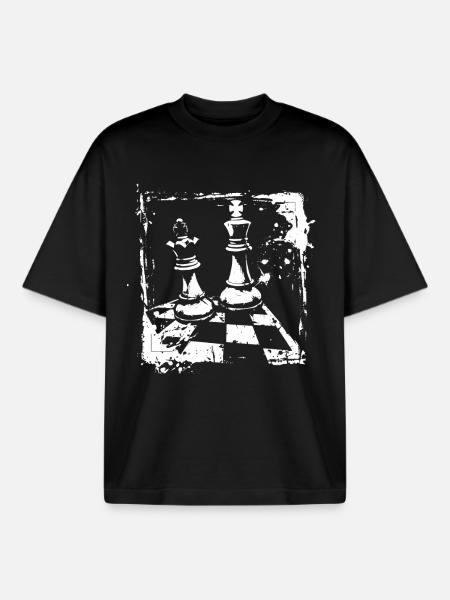 Chess queen and king - Boxy Heavyweight Unisex Organic T-Shirt by Stanley/Stella - black