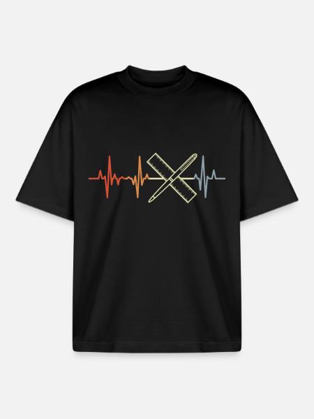 Stift und Lineal Herzlinie - Boxy Heavyweight Unisex Organic T-Shirt von Stanley/Stella - Schwarz
