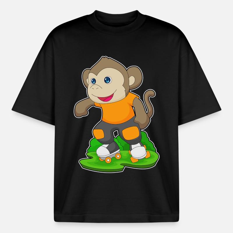 Monkey Rollers Rollers Rollers - T-shirt unisexe boxy épais biologique Stanley/Stella - noir