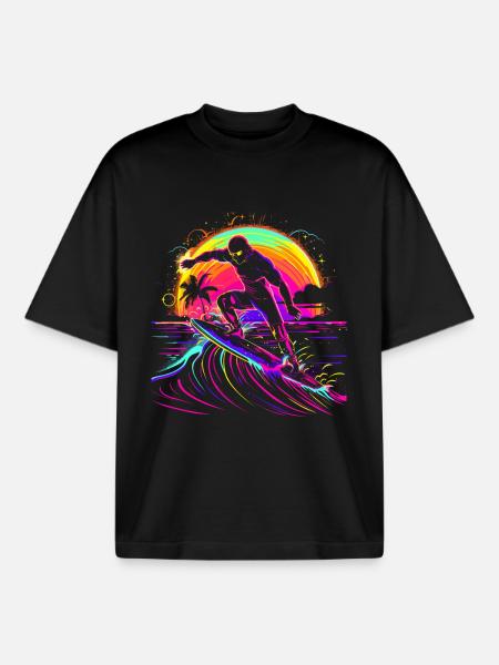 Surfer Vaporwave - Boxy Heavyweight Unisex Organic T-Shirt von Stanley/Stella - Schwarz